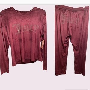 Juicy Couture Berry Rhinestone Embellished Sleepwear set Women’s size Large New